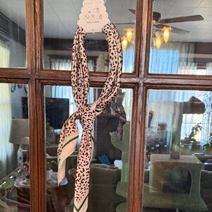 Sunday‎ State Leopard Print Scarf Neckerchief Tan Brown Green Border Accessory